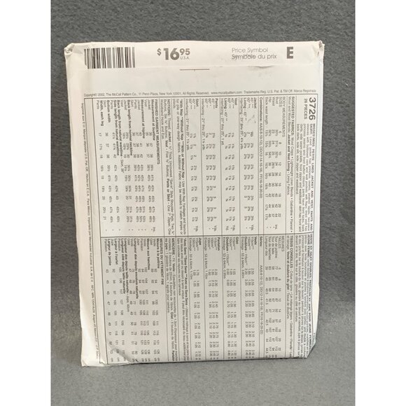 McCalls 3726 Womens Pattern Size 12-18 Vtg 80s Blazer Pants Skirt Vest Blouse un - Picture 2 of 2